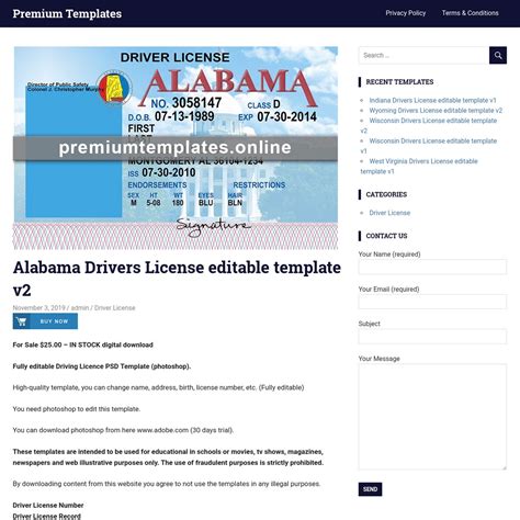 Alabama Drivers License Editable Template V2 — Arena