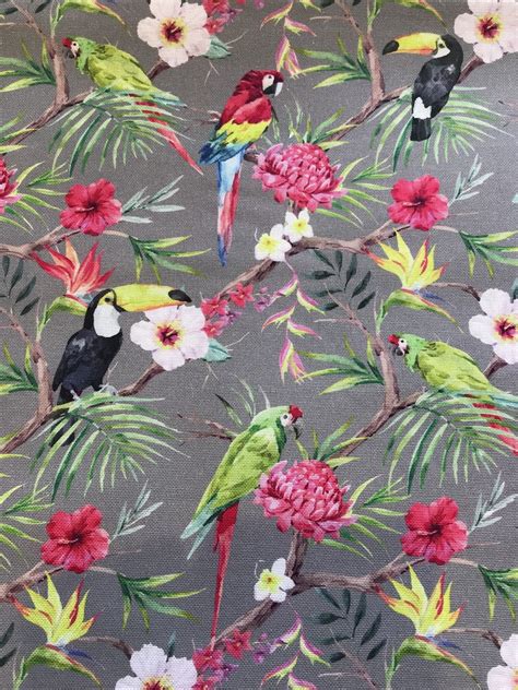 Tropical Birds Cotton Canvas Material Girl Laura