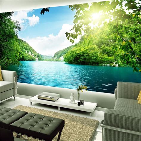 Home Decor Photo Background Wallpaper For Living Room Landscape Lake