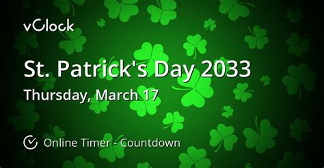 When Is St Patricks Day 2033 Countdown Timer Online Vclock