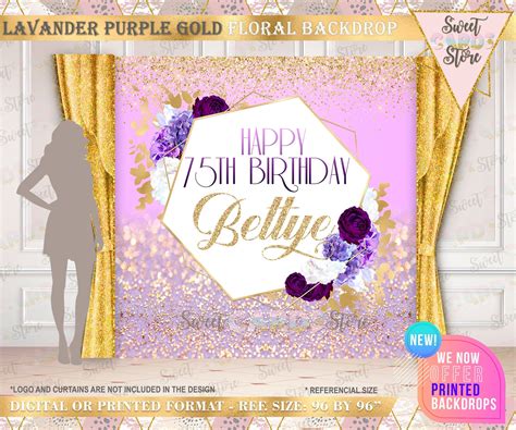 Floral Purple And Gold Birthday Backdrop Purple And Gold Etsy