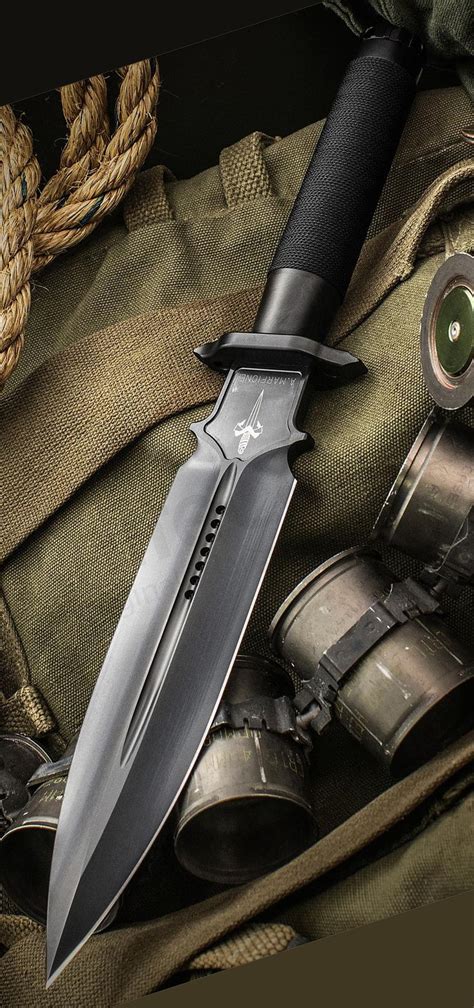 Marfione Custom Knives Interceptor Survival Knife Black Combat Knives