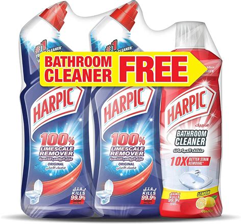 harpic toilet cleaner liquid limescale remover original 750 ml pack of 2 and bathroom cleaner