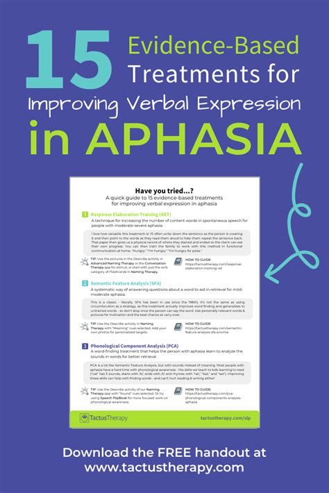 A Must Have Free Printable Handout For Evidence Based Aphasia Therapy
