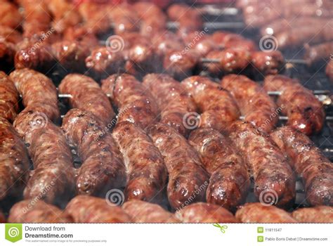 Asado De Chorizos On The Grill Typical Sausages In Argentina Royalty