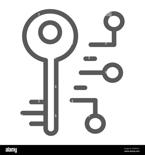 Digital Key Line Icon Security And Safety Key Sign Vector Graphics