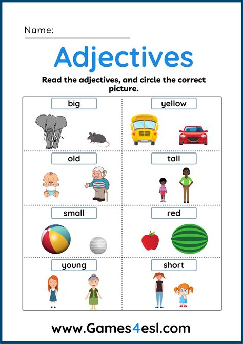 A Collection Of Free Adjective Worksheets To Teach Adjectives To Kids