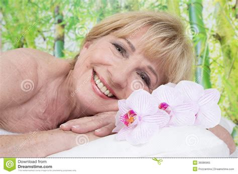 Relaxed Elderly Woman In Spa Royalty Free Stock Photo - Image: 36086965