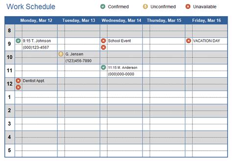 Employee Work Schedule Template Excel Sample Templates Sample Templates