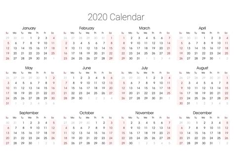 Printable Fillable 2020 Calandars Monthly At A Glance