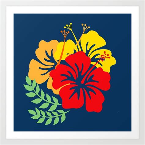 Vintage Hawaiian Tropical Flowers Art Print By Annamel Society6