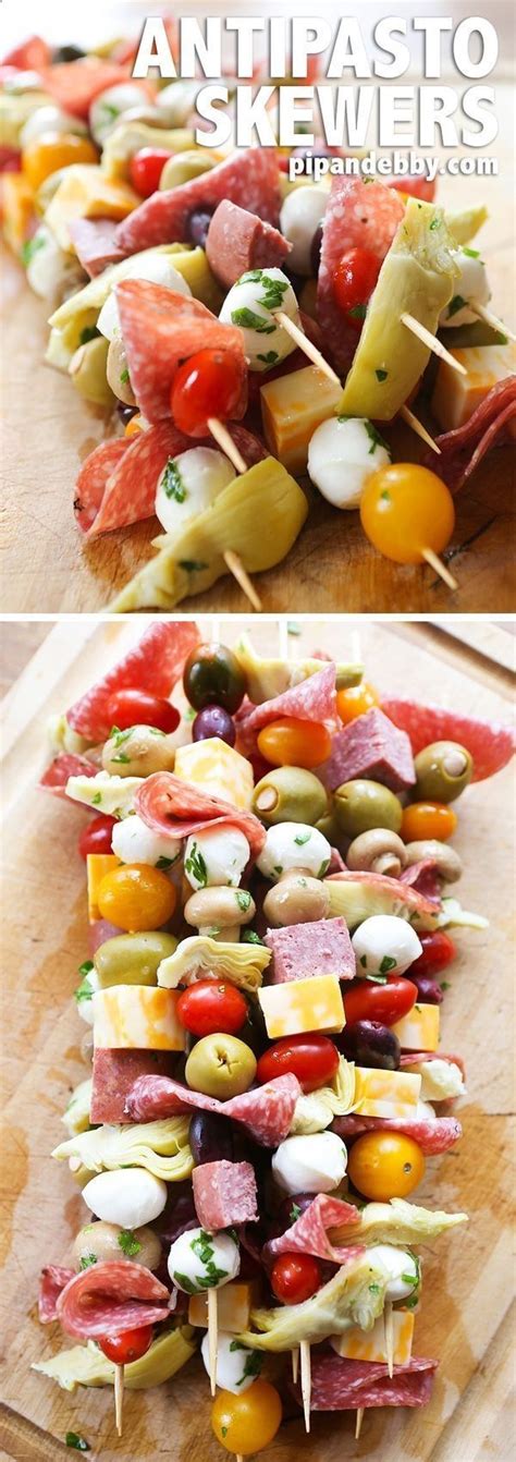 In this table you can find all the recipes for easy, elegant, buffet, cold, traditional and modern italian appetizers and finger food. Antipasto Skewers | Turn Antipasto Salad into a delicious finger food! These Antipasto Ske ...