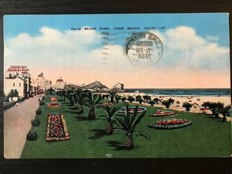 Vintage Postcard 1944 Palm Beach Park Long Beach California United