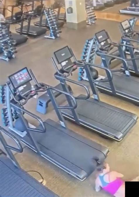 woman left half naked after tripping on treadmill and having leggings sucked off