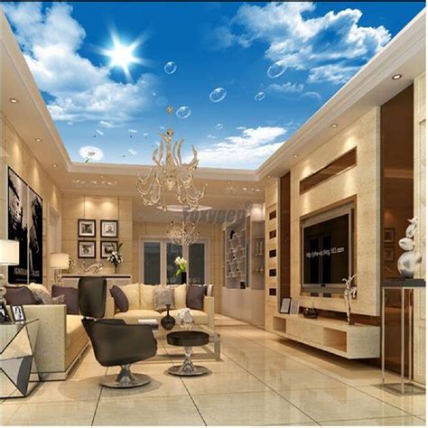 China leading provider of ceiling pvc panels and pvc wall panels, haining oasis building panel weight: House Modern False Ceiling Blue Sky Clouds Sunshine Print ...