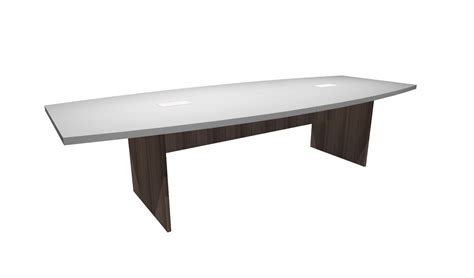 10 Ft White Modern Walnut Boat Shaped Conference Table