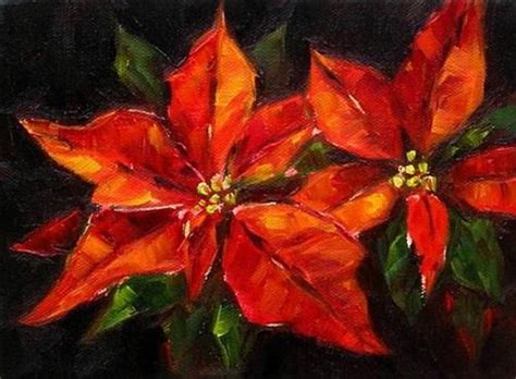 Daily Paintworks Poinsettia Original Fine Art For Sale © Irina