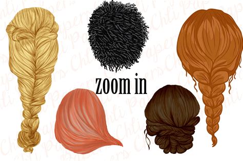 Custom Hairstyles Clipart Hair Clipart Womans Hair Clipart By ChiliPapers TheHungryJPEG