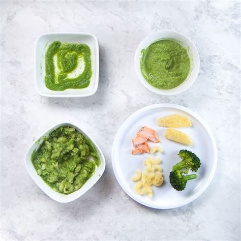 It is important for your baby to get used to the process of eating—sitting up, taking food from a spoon, resting between bites, and stopping when full. Guide to Baby Food Stages (Purees and BLW) - Baby Foode