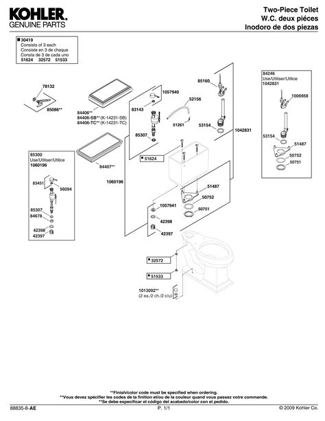 Kohler genuine part gp1083167 silent fill valve kit for all kohler class five toilets,12.5 x 3.5 x 3. Kohler K-4454 - Memoirs(R) with Classic design