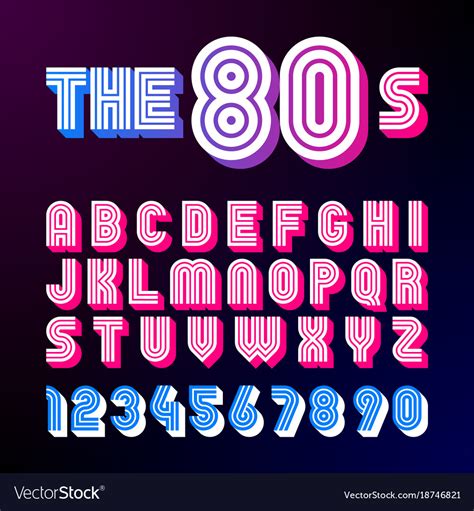Eighties Style Retro Font 80s Font Design Vector Image