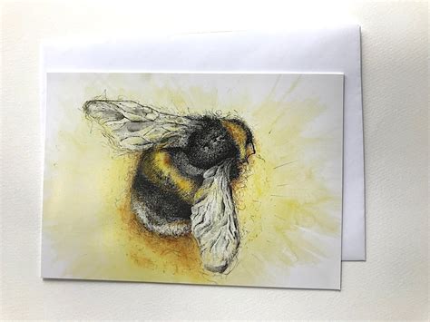 Bumble Bee Card Bee Greetings Card Colourful Bee Card Bee Keepers Card