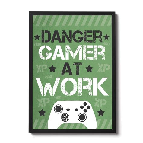 Gamer T Gaming Sign Framed Gaming Print Man Cave Sign