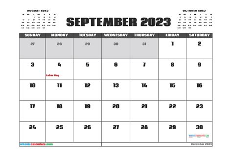Free Printable September 2023 Calendar With Holidays