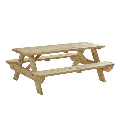 Garden Treasures 72 In Brown Southern Yellow Pine Rectangle Picnic Table In The Picnic Tables