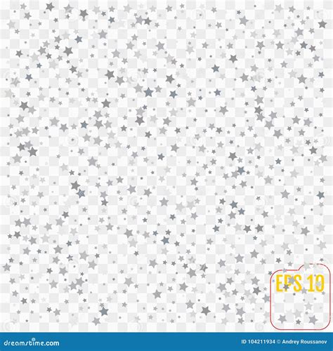 Silver Glitter Stars Falling From The Sky On Transparent Stock Vector