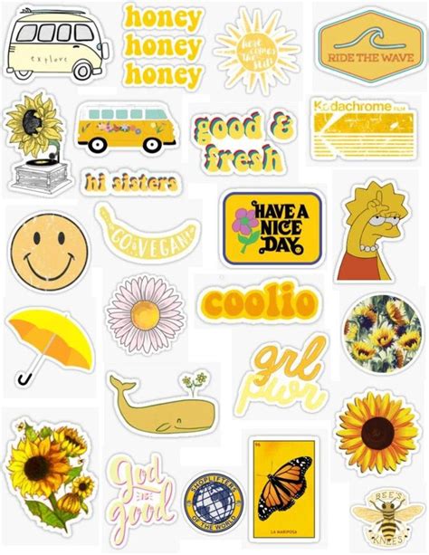 Yellow Vintage Stickers Hydroflask Stickers Iphone Case Stickers
