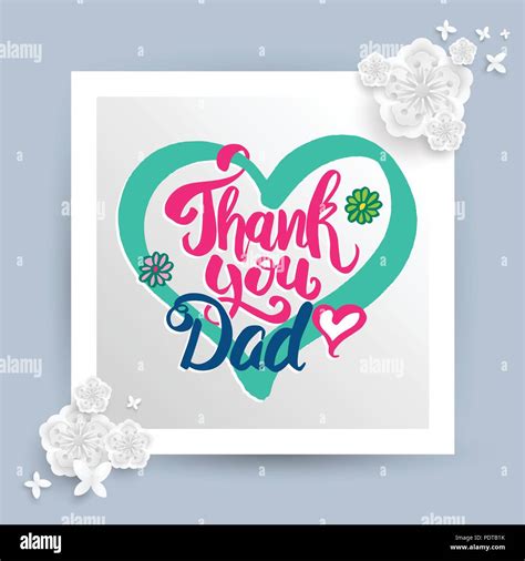 Thank You Dad Lettering For Fathers Day Card Vector Illustration