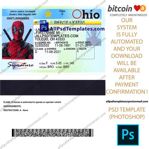 Ohio Driver License Template All Psd Templates