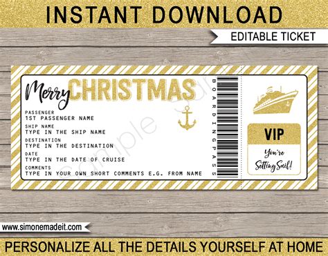 Christmas Cruise Gift Ticket | Concert ticket template, Ticket template, Concert ticket gift