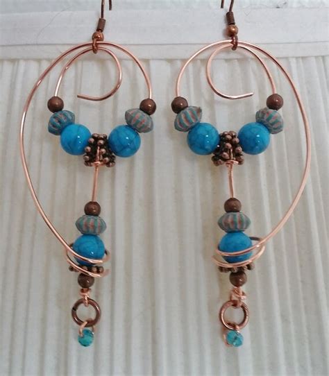 Items Similar To Graceful Copper And Blue Earrings On Etsy