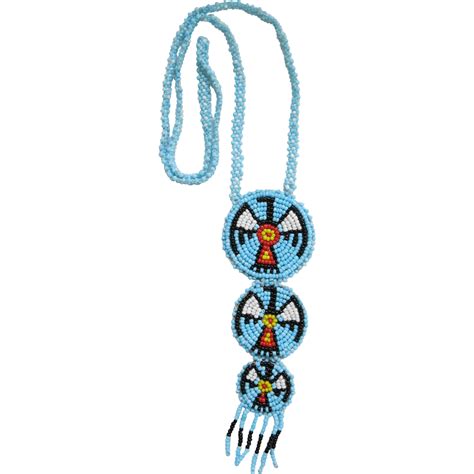 This Native American Beaded Eagles Souvenir Necklace Gets A Round Head