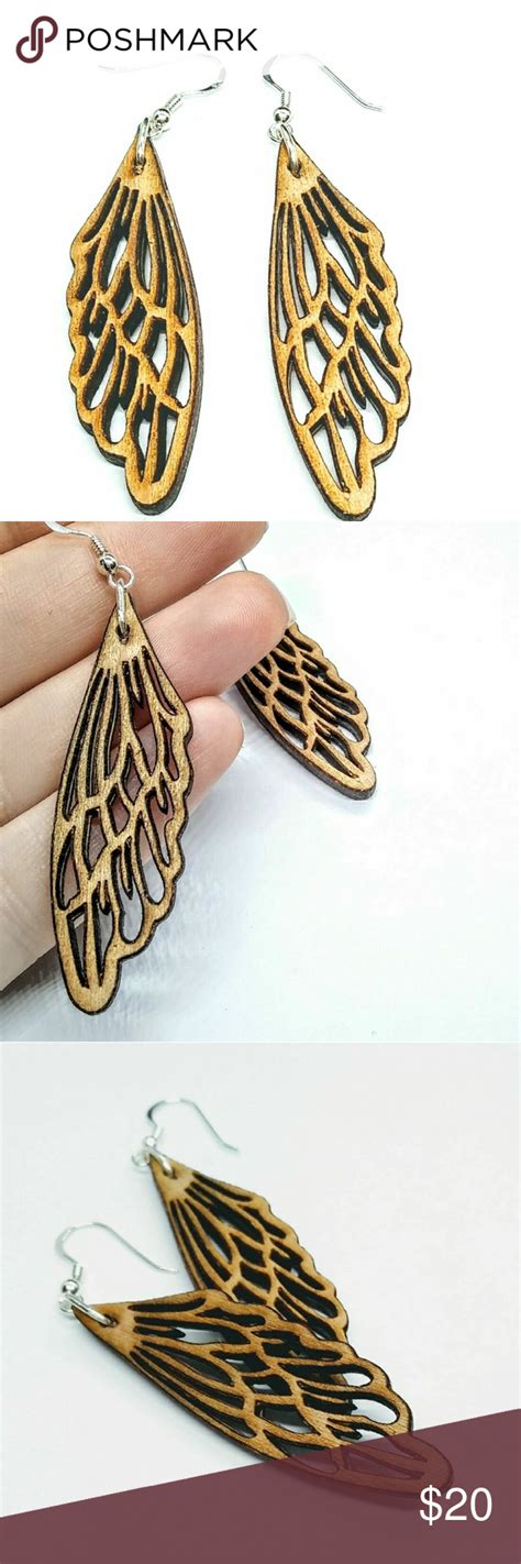 Artistan Silver Wood Fairy Wing Earrings Dangle About This Piece