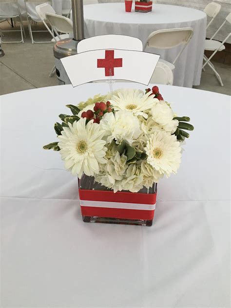 Red And White Flowers For Nurse Graduation Theme Party Nurse