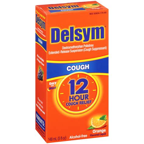 Delsym® 12 Hour Cough Relief Orange Flavor Cough Suppressant Liquid 5
