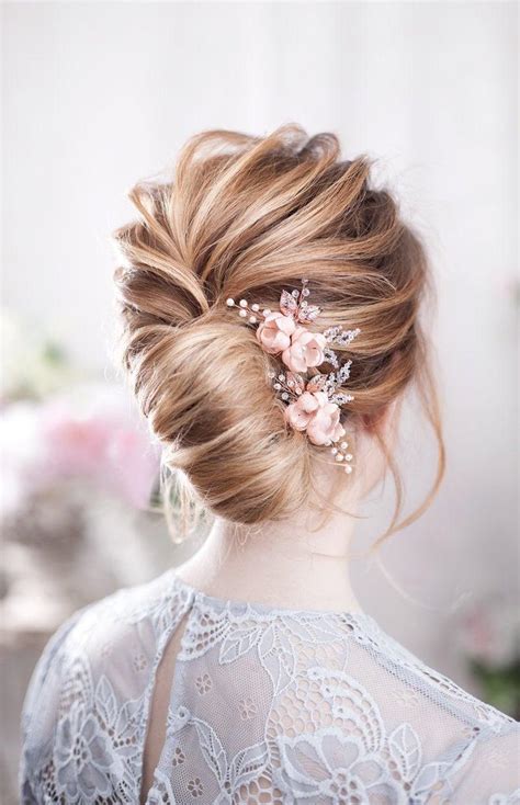 rose gold wedding hair pins blush bridal hairpins blush wedding hair piece pink bridal hairpiece