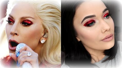 red glittery eyes lady gaga super bowl 2016 makeup tutorial youtube