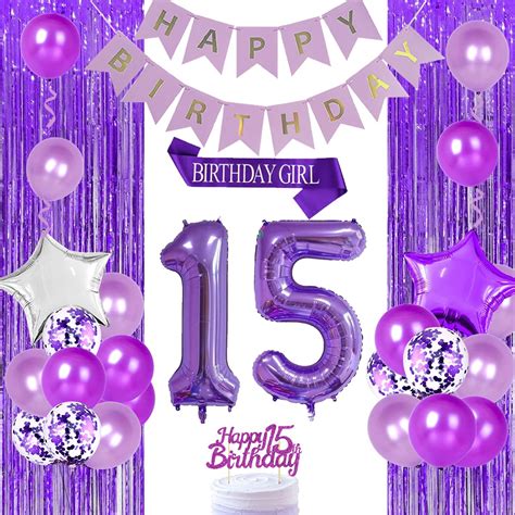 Buy Purple 15th Birthday Decorations For Girls 15th Birthday Party