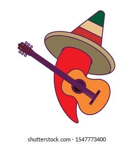 Chili Pepper Hat Mexican Guitar Vector Stock Vector Royalty Free