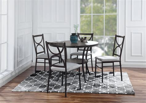 Round Table With 4 Matching Chairs 5 Piece Kitchen Dining Set Grey