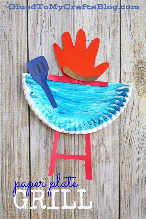 10 easy and cute fathers day crafts for kids including handprint and footprint ideas. Paper Plate Grill w/Handprint Flame - Kid Craft Idea For ...