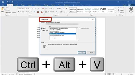 Keyboard Shortcut For Paste Special In Word Youtube