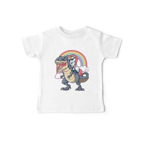 Stegosaurus is in green color. Unicorn Riding Dinosaur T Shirt T-Rex Funny Unicorns Party ...