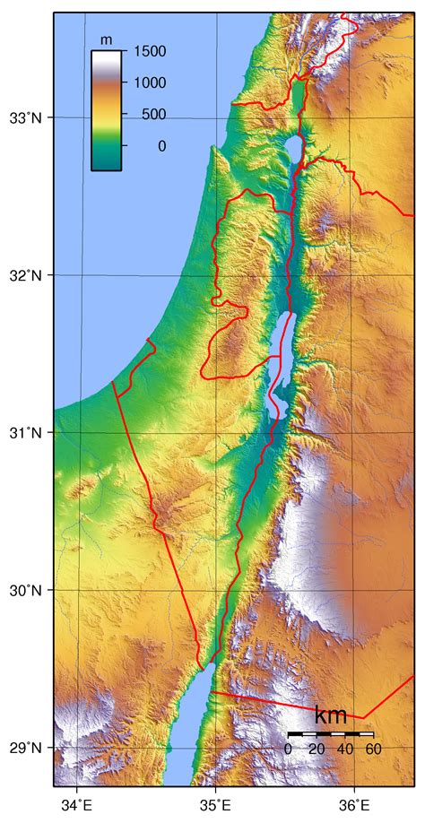 Large Detailed Topographical Map Of Israel Israel Large Detailed