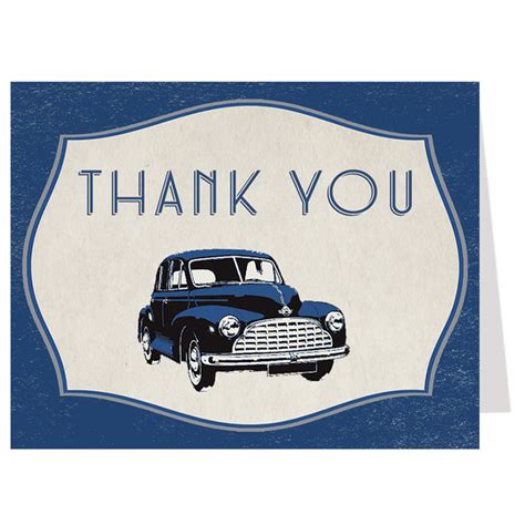 Vintage Car Blue Thank You Card The Invite Lady