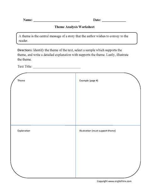 Identifying Theme Worksheets